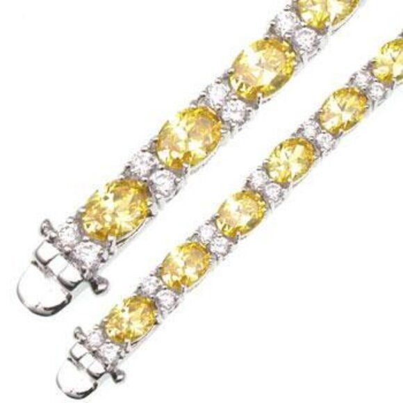Beauty for Ashes Boutique Canary Yellow Cubic Zirconia  Cz Tennis Bracelet - Picture 1 of 4